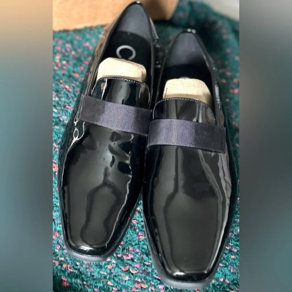 Calvin Klein Bernard Patent Leather Loafers NWT Black Slip-On Size 10 Wide